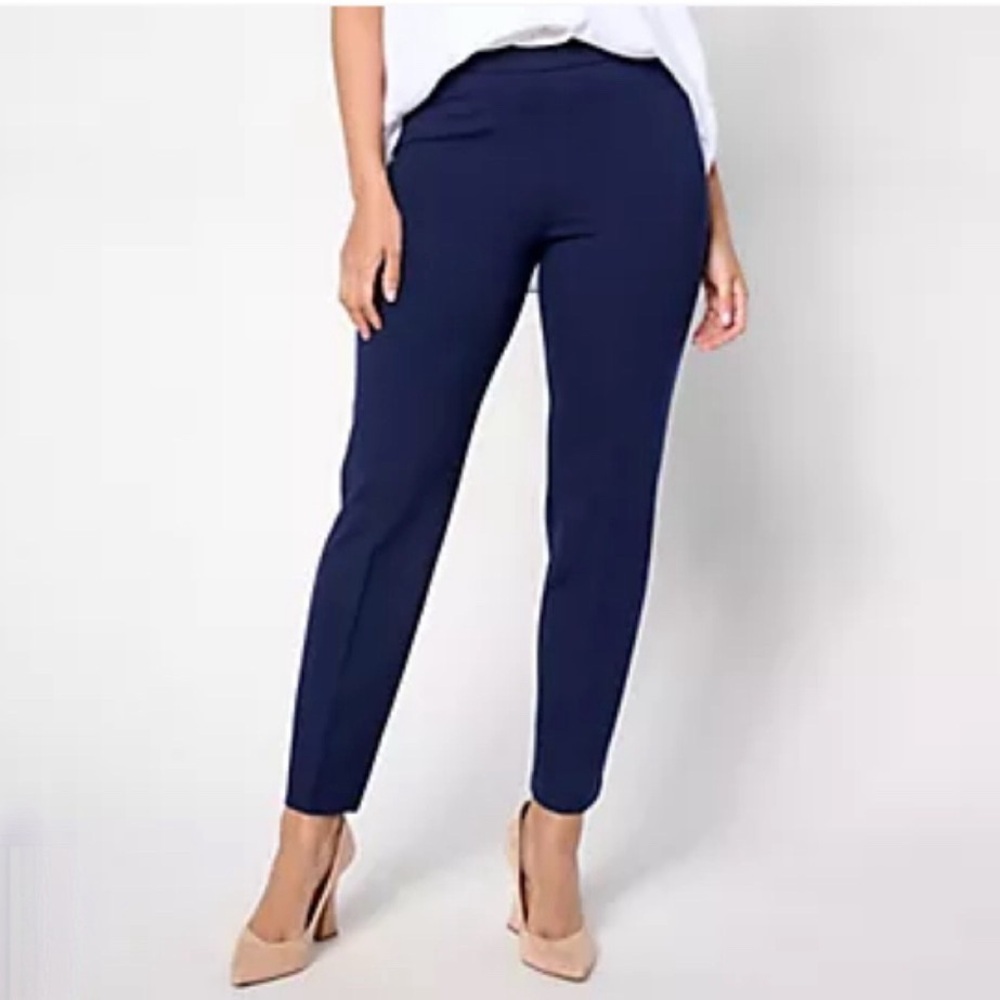 GRAVER Susan Graver Petite Status Stretch Straight Leg Ankle Pants Size 10  Reg
